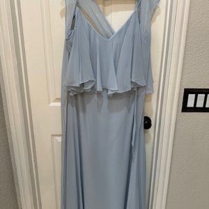 Bridesmaid Dress Open Shoulder grey Blue